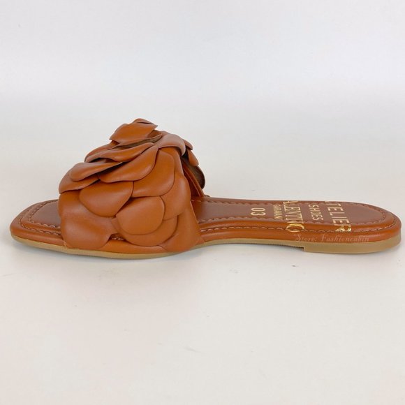 NEW VALENTINO GARAVANI Atelier Floral Leather Slides – Elegant Summer Statement - Picture 7 of 14